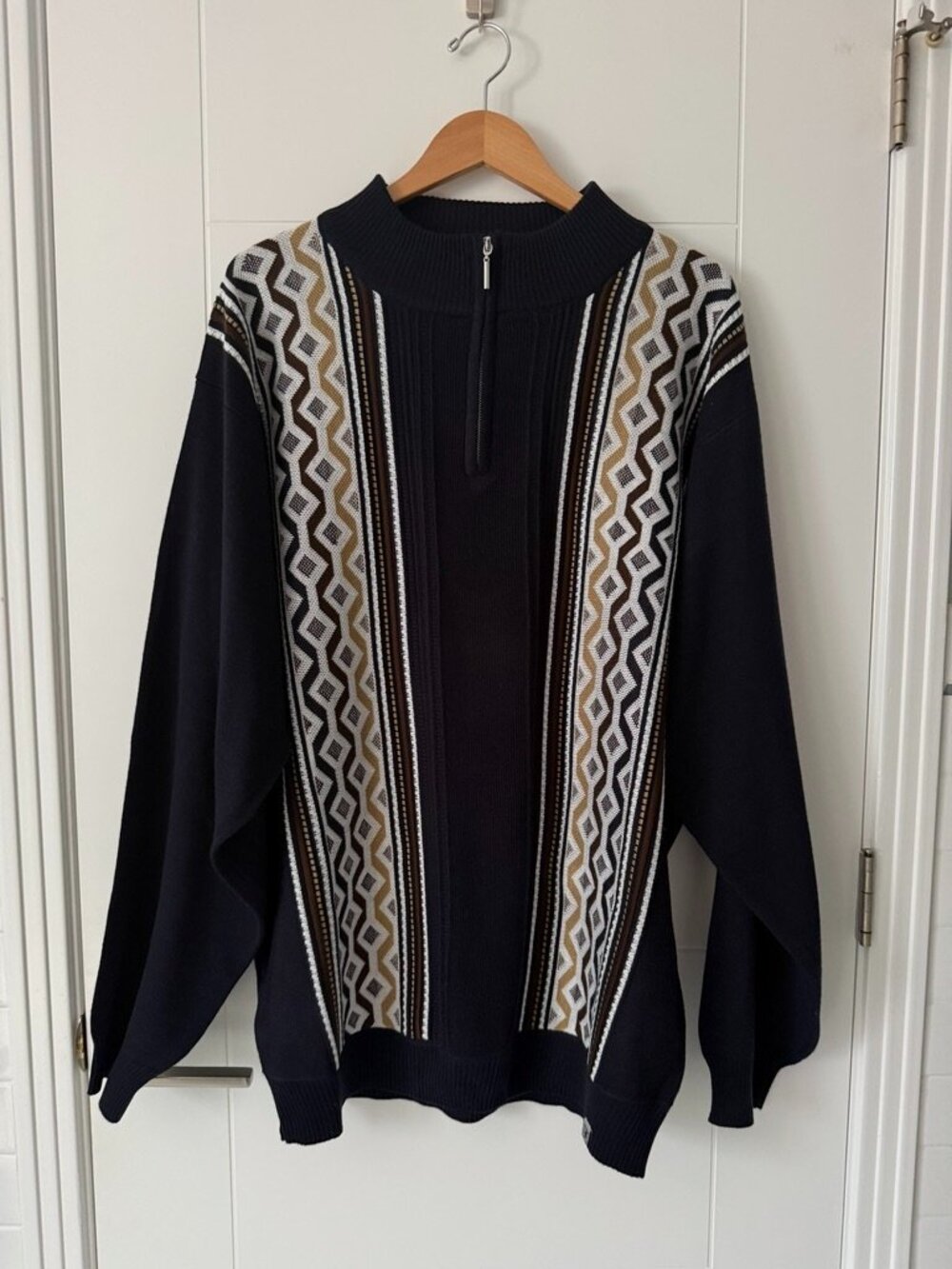 Stacy Adams 3X Men's Quarter Zip Textured Knit Sweater Chevron Geometric Stripes